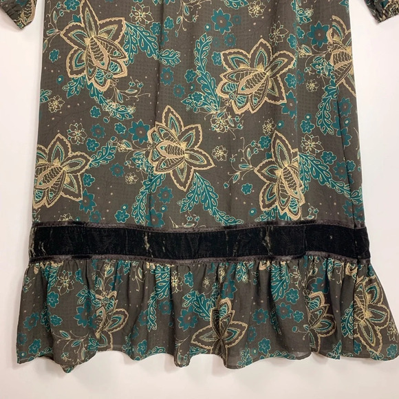 Ann Taylor Loft Dress Floral Side Zip Lined Long Sleeve Brown Sz 6 Bohofairy Y2K - Picture 12 of 15